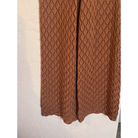 NEW and Now This Rust Mocha Brown Crochet Flare Wide Leg Pants Medium - Picture 6 of 8